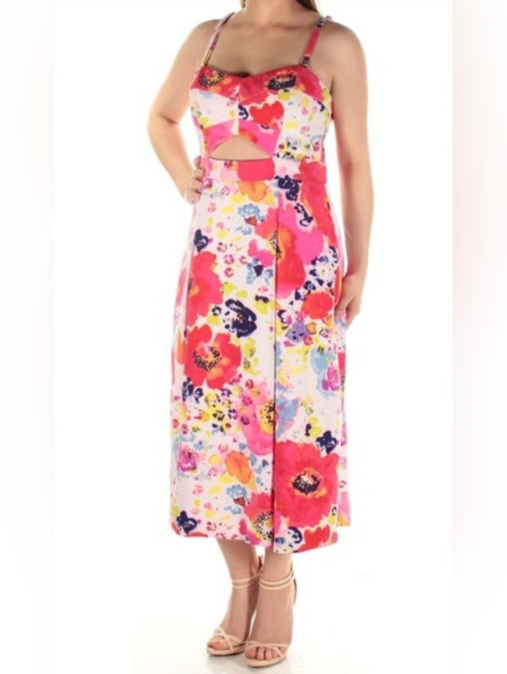 RACHEL Rachel Roy, Size 2, Floral Pink Midi Dress